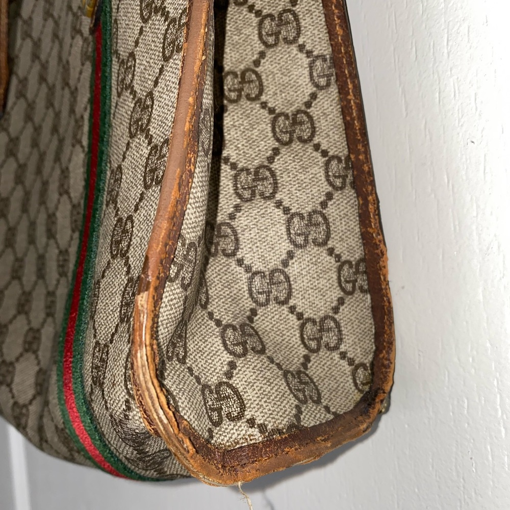 Gucci Brown Monogram Canvas Tote with Green-Red Web Stripe - Picture 11 of 11